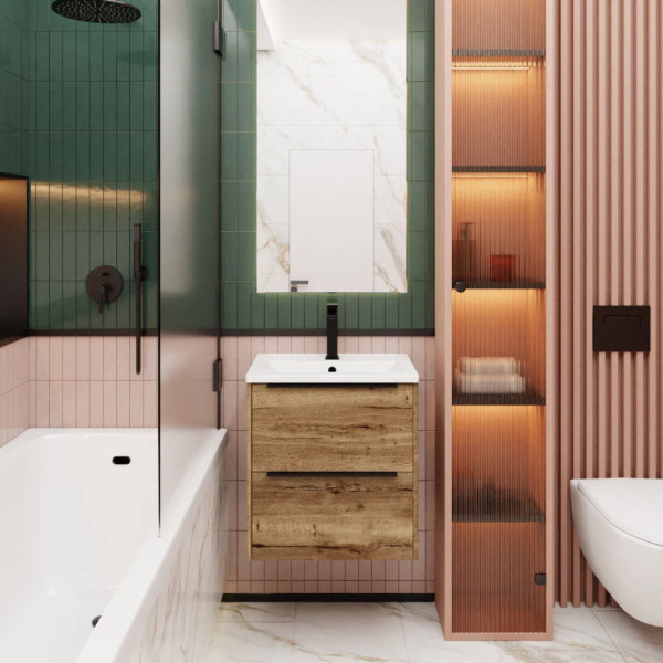 Тумба под раковину подвесная La Fenice Tesoro FNC-01-TES-DGT-60-2, табак. Фото 3