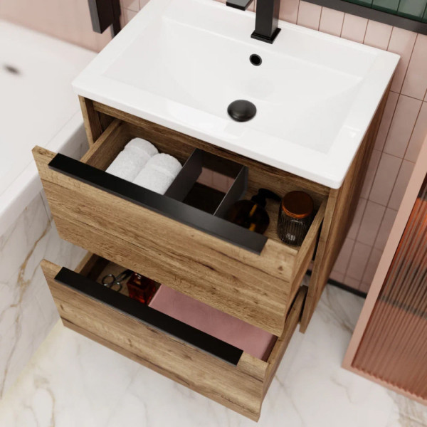 Тумба под раковину подвесная La Fenice Tesoro FNC-01-TES-DGT-60-2, табак. Фото 4