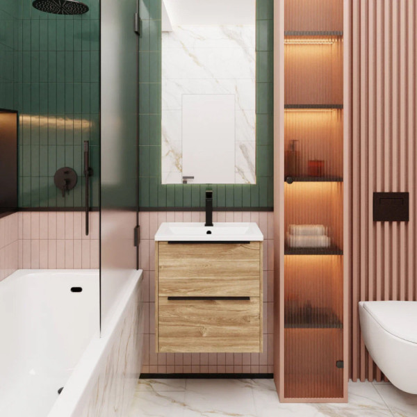 Тумба под раковину подвесная La Fenice Tesoro FNC-01-TES-DKK-60-2, коричневый. Фото 3