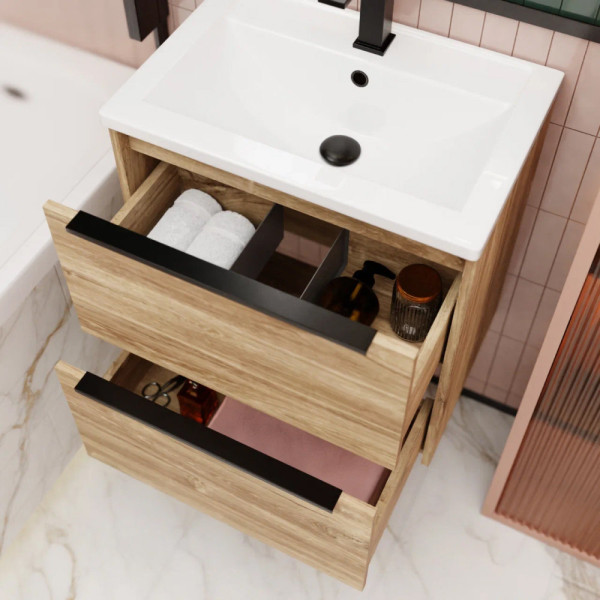 Тумба под раковину подвесная La Fenice Tesoro FNC-01-TES-DKK-60-2, коричневый. Фото 4