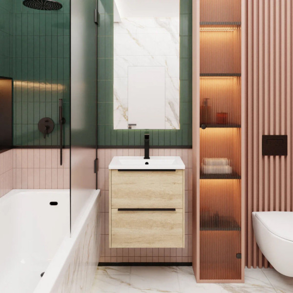 Тумба под раковину подвесная La Fenice Tesoro FNC-01-TES-DNN-60-2, натуральный. Фото 3