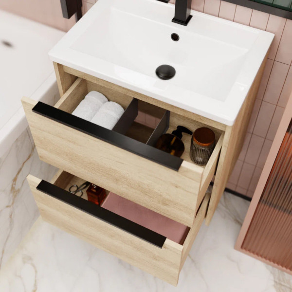 Тумба под раковину подвесная La Fenice Tesoro FNC-01-TES-DNN-60-2, натуральный. Фото 4