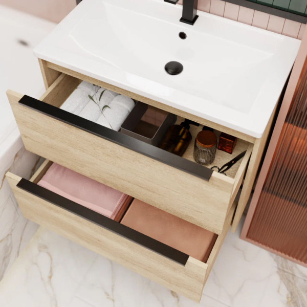 Тумба под раковину подвесная La Fenice Tesoro FNC-01-TES-DNN-80-2, натуральный. Фото 4