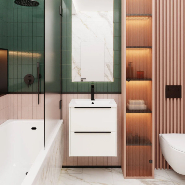 Тумба под раковину подвесная La Fenice Tesoro FNC-01-TES-PB-60-2, белый. Фото 3