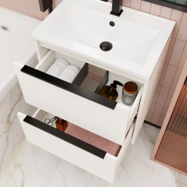 Тумба под раковину подвесная La Fenice Tesoro FNC-01-TES-PB-60-2, белый. Фото 4