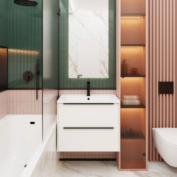 Тумба под раковину подвесная La Fenice Tesoro FNC-01-TES-PB-80-2, белый. Фото 3