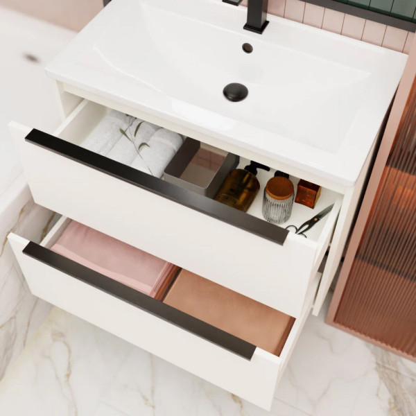 Тумба под раковину подвесная La Fenice Tesoro FNC-01-TES-PB-80-2, белый. Фото 4