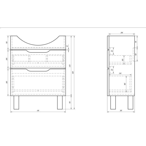 Тумба под раковину подвесная/напольная Dreja Laguna Plus 65 см, белый. Фото 2