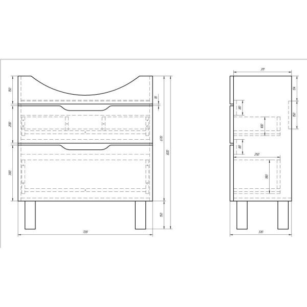 Тумба под раковину подвесная/напольная Dreja Laguna Plus 75 см, белый. Фото 2