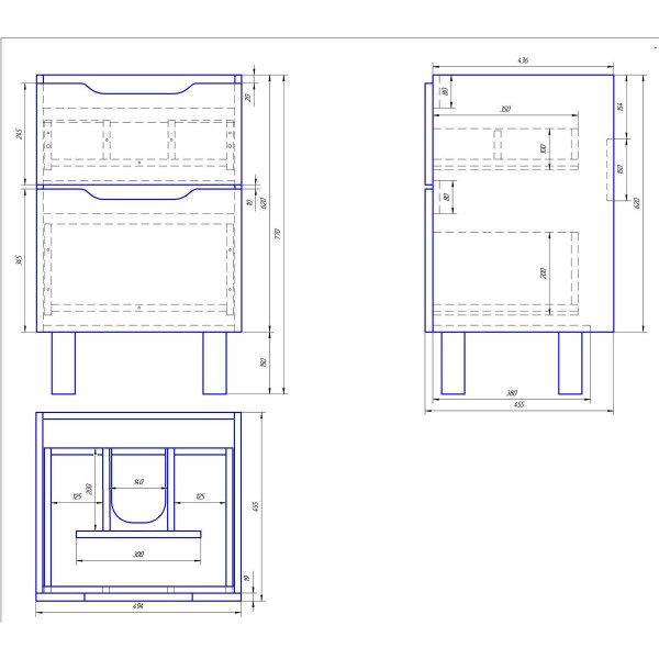 Тумба под раковину подвесная/напольная Dreja Q Plus 55 см, белый. Фото 2