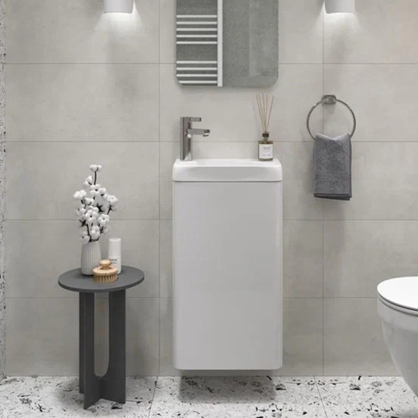 Тумба под раковину подвесная Velvex Bio tp.BIO.BIO.MAXI.40.1D белый глянец, 40 см. Фото 1