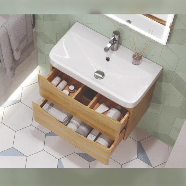 Тумба под раковину подвесная Velvex Clay tp.CLA.9595.70.2Y дуб верона, 70 см. Фото 5