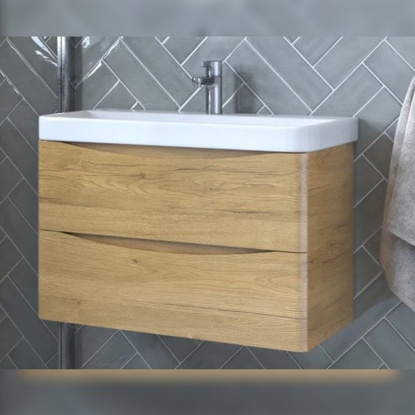 Тумба под раковину подвесная Velvex Clay tp.CLA.9595.80.2Y дуб верона, 80 см. Фото 3