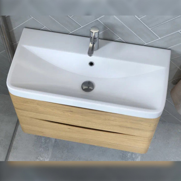 Тумба под раковину подвесная Velvex Clay tp.CLA.9595.80.2Y дуб верона, 80 см. Фото 4