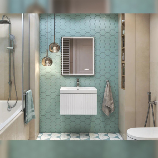 Тумба под раковину подвесная Velvex Compo tp.COM.9696.60.1Y белый глянец, 60 см. Фото 4