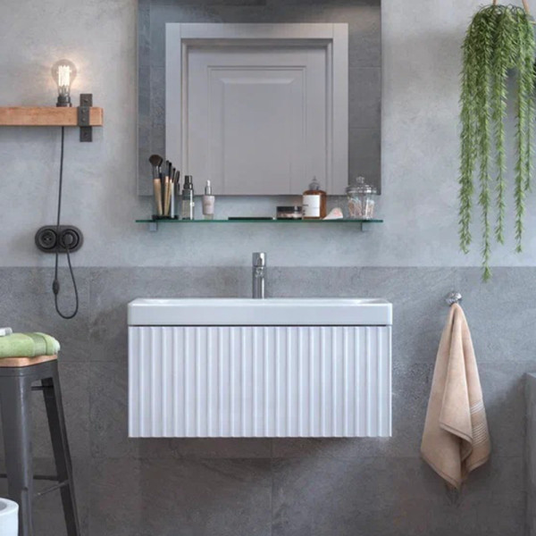 Тумба под раковину подвесная Velvex Compo tp.COM.9696.80.1Y белый глянец, 80 см. Фото 1