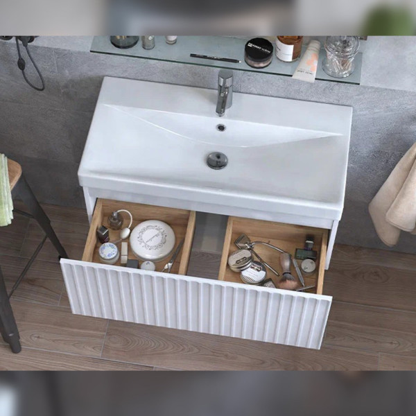 Тумба под раковину подвесная Velvex Compo tp.COM.9696.80.1Y белый глянец, 80 см. Фото 3