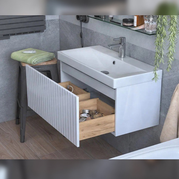 Тумба под раковину подвесная Velvex Compo tp.COM.9696.80.1Y белый глянец, 80 см. Фото 4