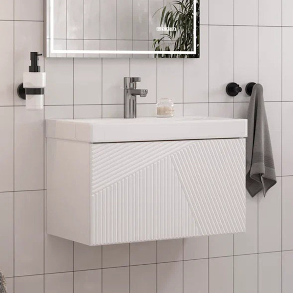 Тумба под раковину подвесная Velvex Edge tp.EDG.9696.60.1Y белый глянец, 60 см. Фото 1