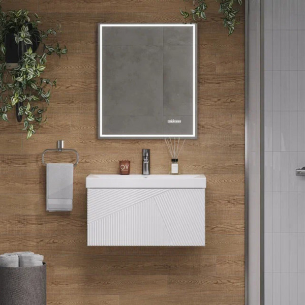 Тумба под раковину подвесная Velvex Edge tp.EDG.9696.70.1Y белый глянец, 70 см. Фото 1