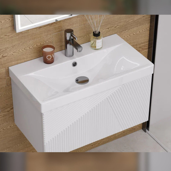 Тумба под раковину подвесная Velvex Edge tp.EDG.9696.70.1Y белый глянец, 70 см. Фото 4