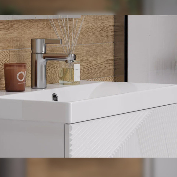 Тумба под раковину подвесная Velvex Edge tp.EDG.9696.70.1Y белый глянец, 70 см. Фото 5