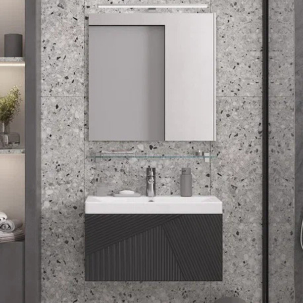 Тумба под раковину подвесная Velvex Edge tp.EDG.9696.70.1Y графит, 70 см. Фото 1