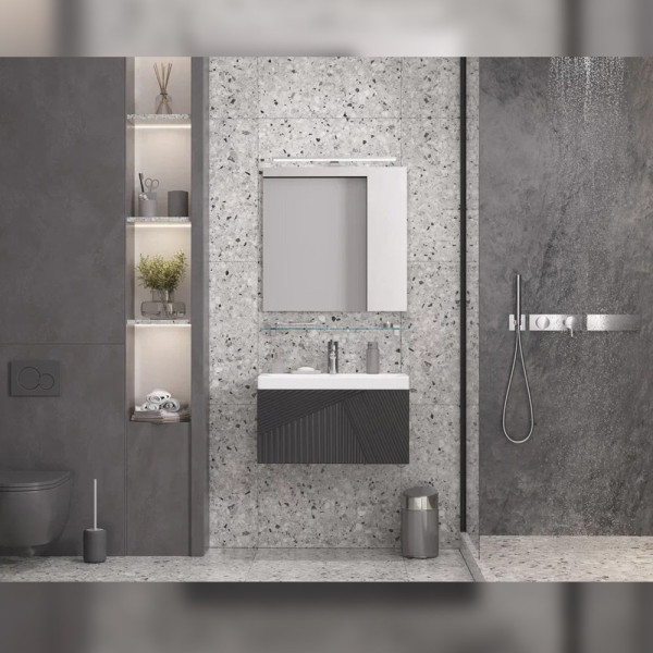 Тумба под раковину подвесная Velvex Edge tp.EDG.9696.70.1Y графит, 70 см. Фото 3