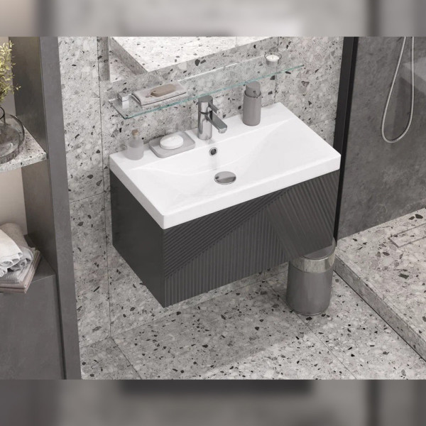 Тумба под раковину подвесная Velvex Edge tp.EDG.9696.70.1Y графит, 70 см. Фото 5