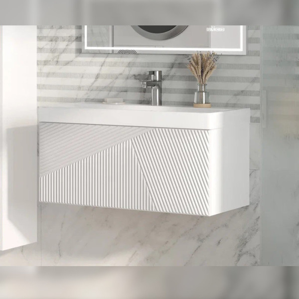 Тумба под раковину подвесная Velvex Edge tp.EDG.9696.80.1Y белый глянец, 80 см. Фото 4