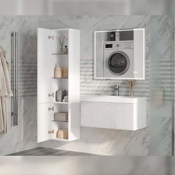 Тумба под раковину подвесная Velvex Edge tp.EDG.9696.80.1Y белый глянец, 80 см. Фото 5