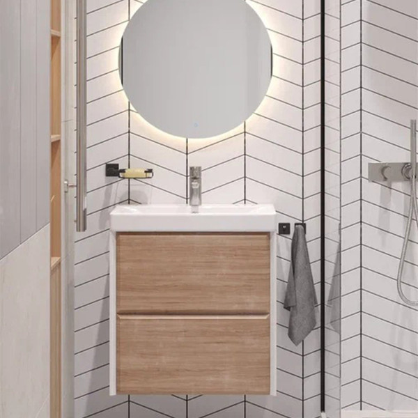 Тумба под раковину подвесная Velvex Gesso tp.GES.9696.60.2Y белый матовый/дуб сонома, 60 см. Фото 1