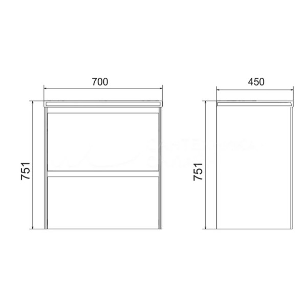Тумба под раковину подвесная Velvex Klaufs tp.KLA.COM.70.2Y, 70 см. Фото 2