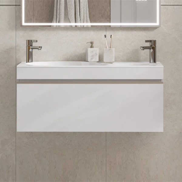 Тумба под раковину подвесная Velvex Otto tp.OTO.OTT.100.1Y белый глянец, 100 см. Фото 1