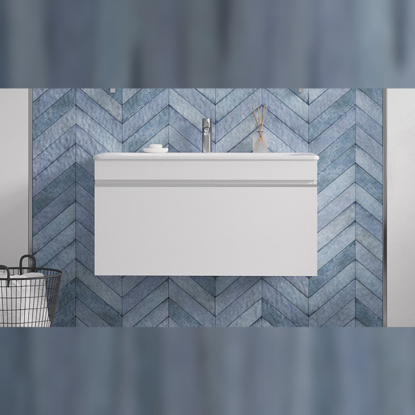 Тумба под раковину подвесная Velvex Pulsus tp.PUL.PUL.100.1Y белый глянец, 100 см. Фото 3