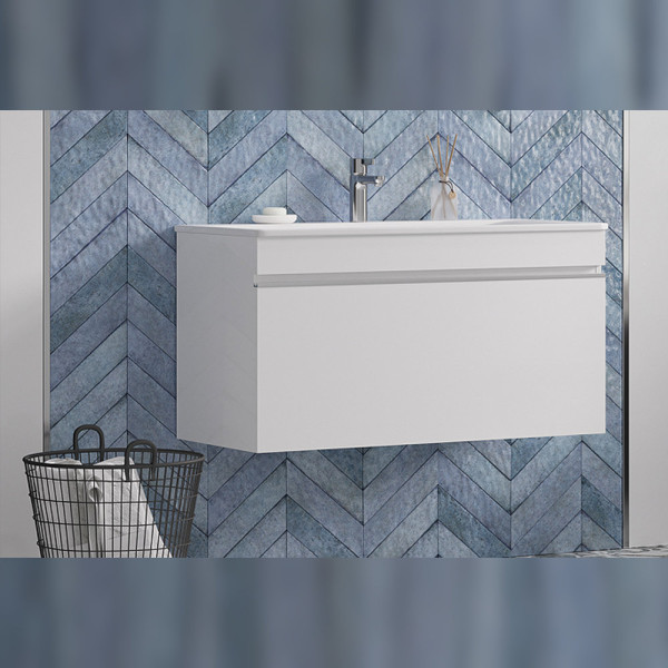 Тумба под раковину подвесная Velvex Pulsus tp.PUL.PUL.100.1Y белый глянец, 100 см. Фото 4