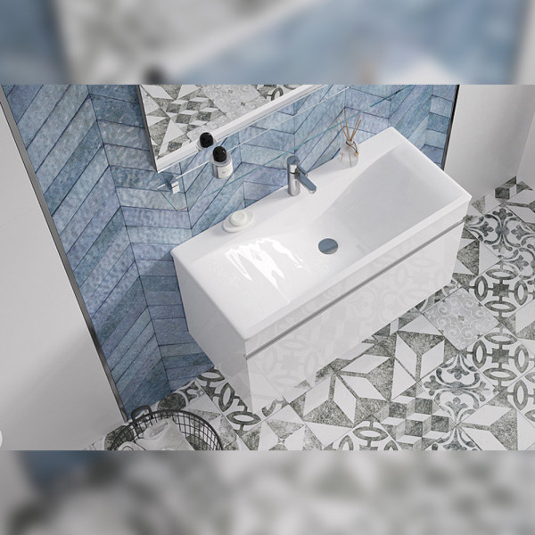 Тумба под раковину подвесная Velvex Pulsus tp.PUL.PUL.100.1Y белый глянец, 100 см. Фото 5