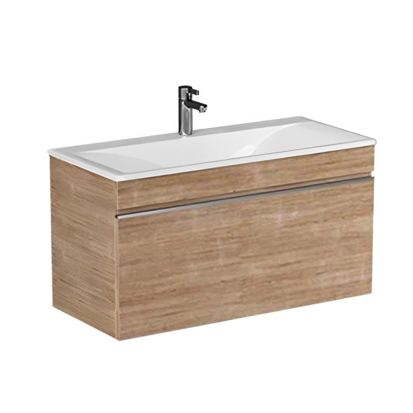 Тумба под раковину подвесная Velvex Pulsus tp.PUL.PUL.100.1Y дуб сонома, 100 см. Фото 1