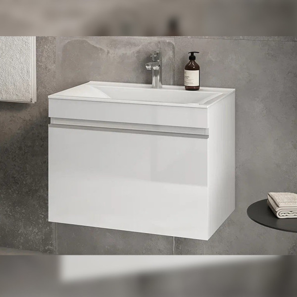 Тумба под раковину подвесная Velvex Pulsus tp.PUL.PUL.70.1Y белый глянец, 70 см. Фото 4