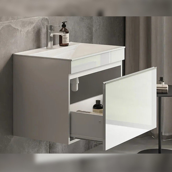 Тумба под раковину подвесная Velvex Pulsus tp.PUL.PUL.70.1Y белый глянец, 70 см. Фото 5