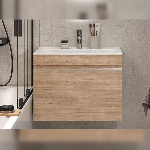 Тумба под раковину подвесная Velvex Pulsus tp.PUL.PUL.70.1Y дуб сонома, 70 см. Фото 3