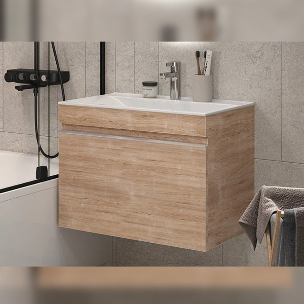 Тумба под раковину подвесная Velvex Pulsus tp.PUL.PUL.70.1Y дуб сонома, 70 см. Фото 5