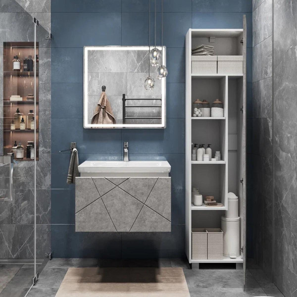 Тумба под раковину подвесная VIGO Geometry 034 бетон, 70 см. Фото 3