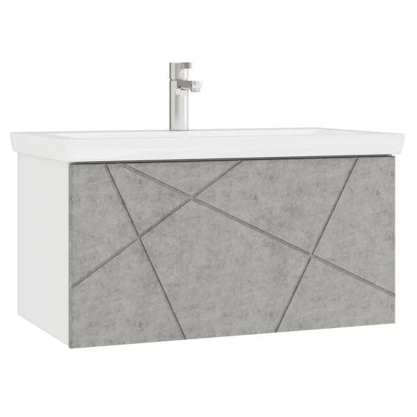 Тумба под раковину подвесная VIGO Geometry 035 бетон, 80 см. Фото 1
