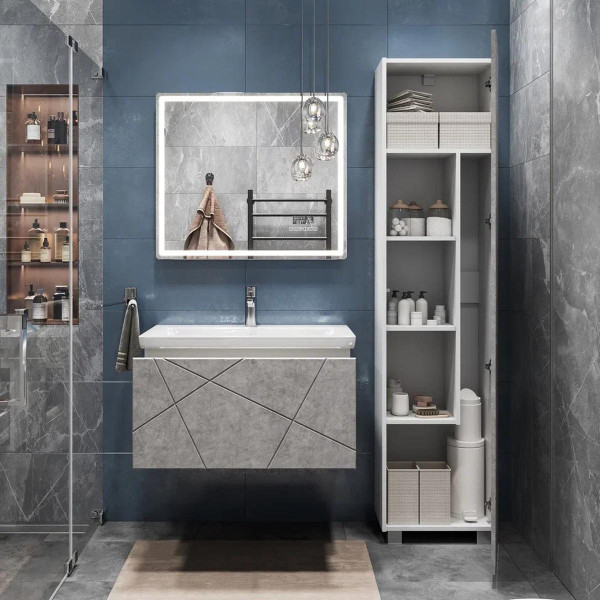 Тумба под раковину подвесная VIGO Geometry 035 бетон, 80 см. Фото 3