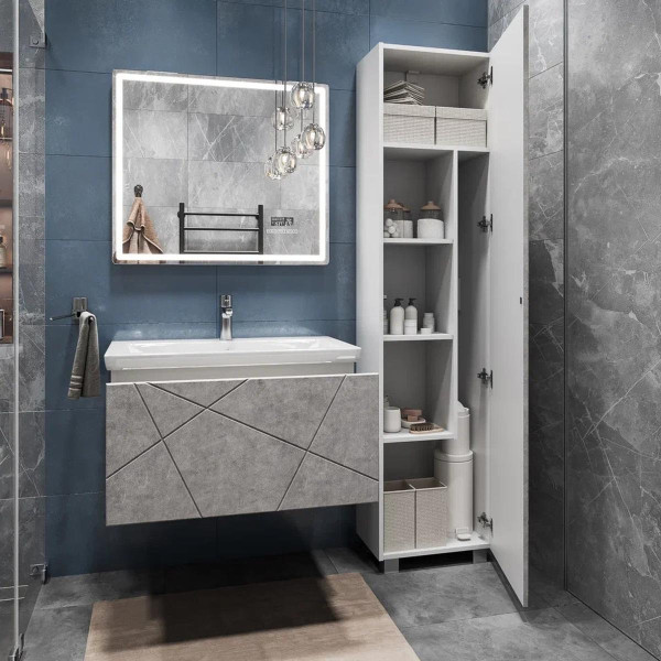 Тумба под раковину подвесная VIGO Geometry 035 бетон, 80 см. Фото 4