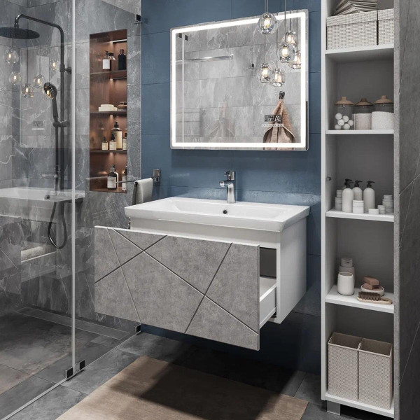 Тумба под раковину подвесная VIGO Geometry 035 бетон, 80 см. Фото 5