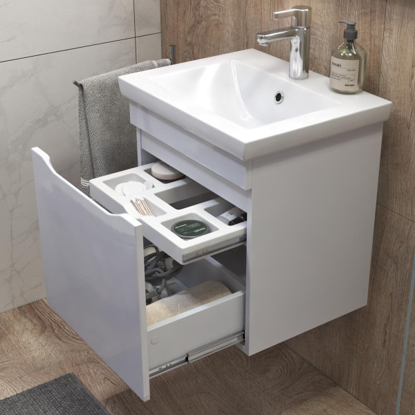 Тумба под раковину подвесная VIGO Grani 028 белый, 50 см. Фото 5