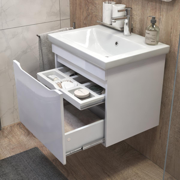 Тумба под раковину подвесная VIGO Grani 057 белый, 60 см. Фото 5