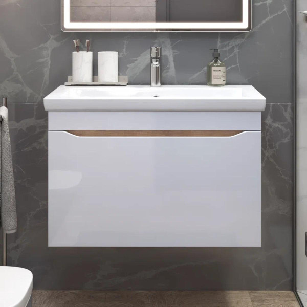 Тумба под раковину подвесная VIGO Grani 166 дуб золотой, 80 см. Фото 3